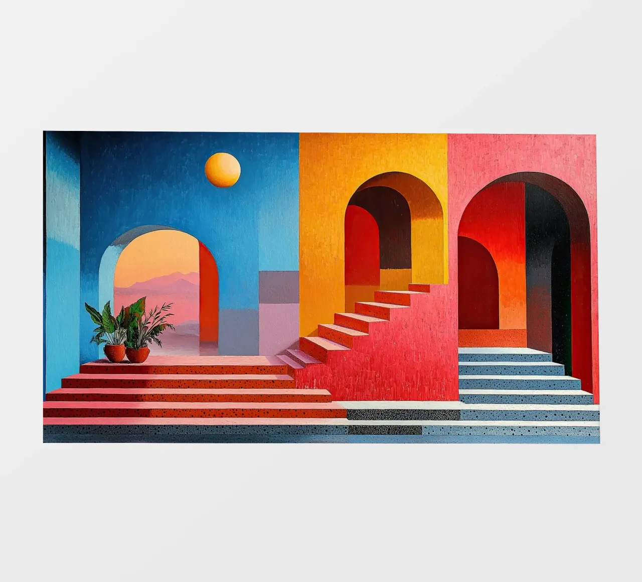 Surrealismus Architektur Design Geometrie PVC Plane von Nikis Art Studio