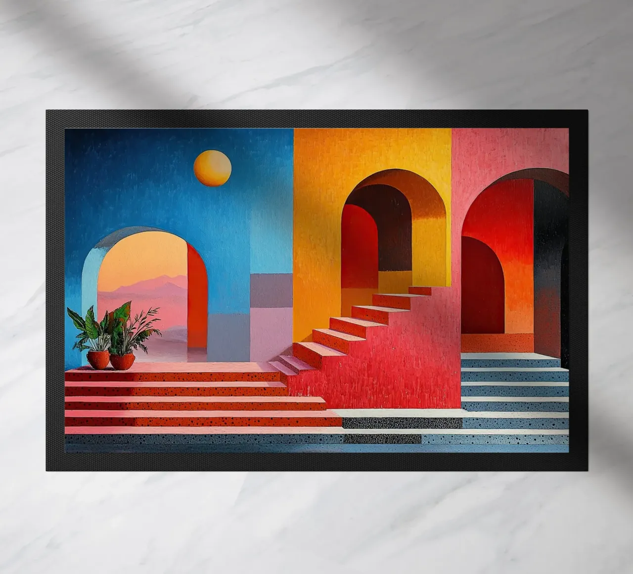 Surrealism Architecture Design Geometry doormat by Nikis Art Studio