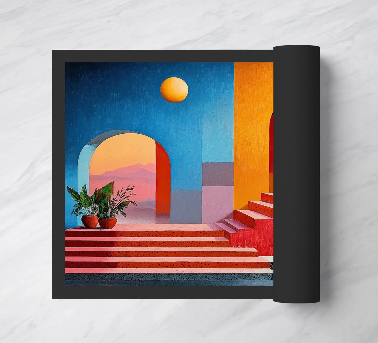 Surrealism Architecture Design Geometry doormat by Nikis Art Studio
