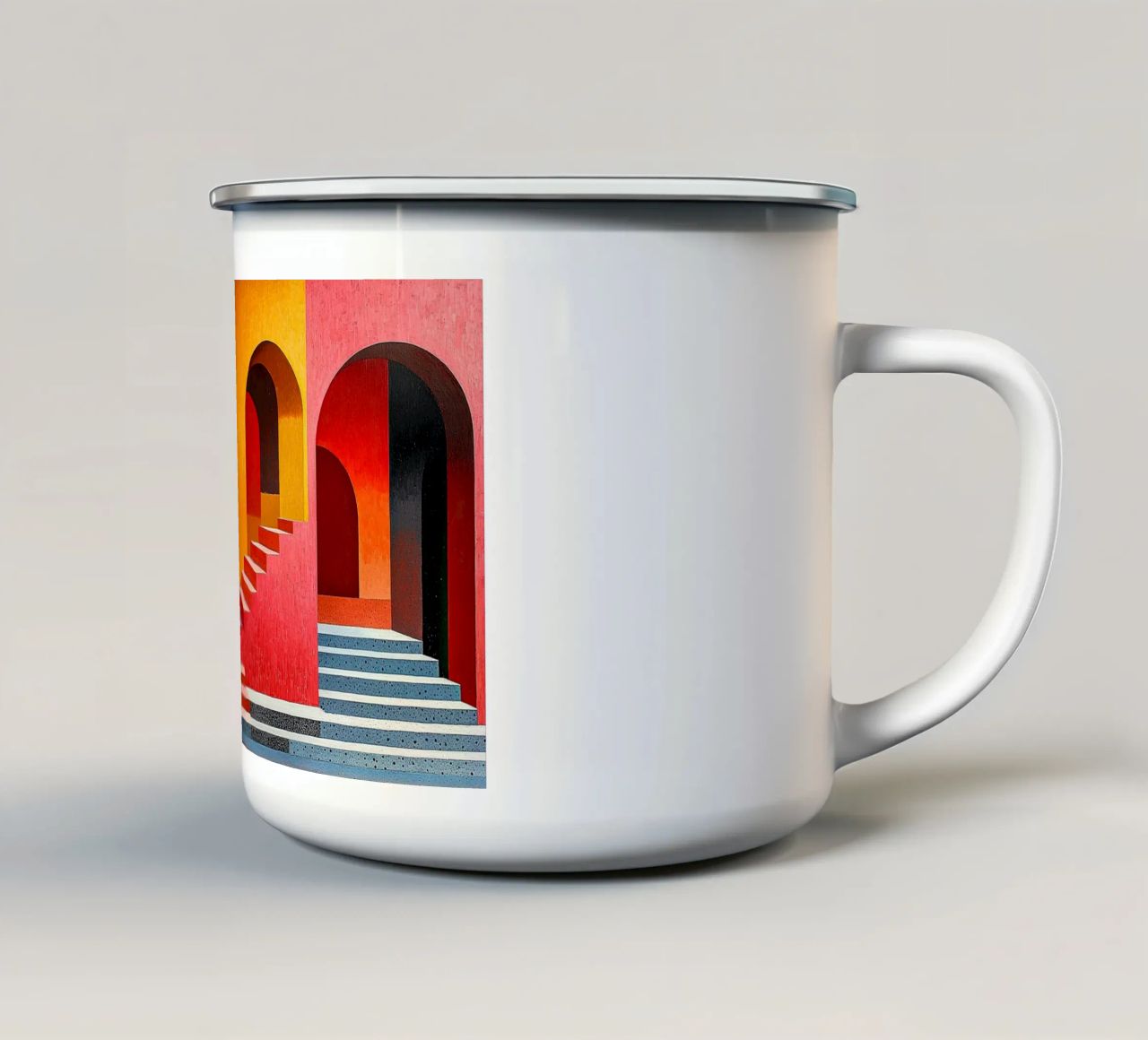Surrealism Architecture Design Geometry enamel mug by Nikis Art Studio