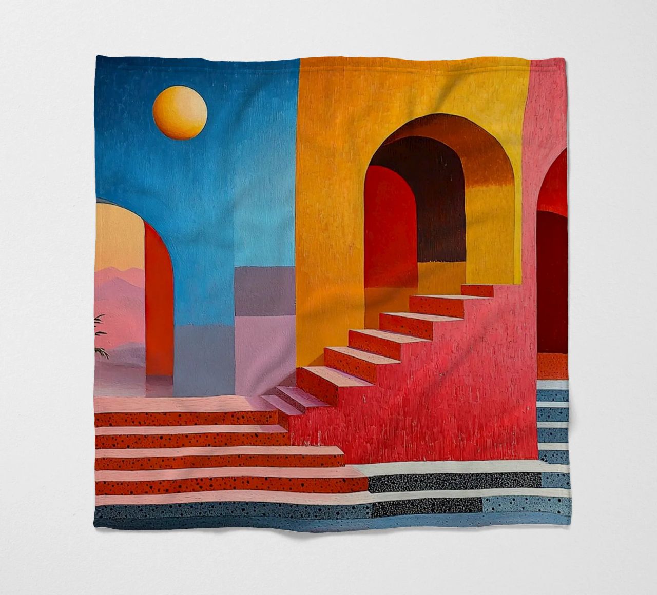 Surrealism Architecture Design Geometry fleece blanket by Nikis Art Studio