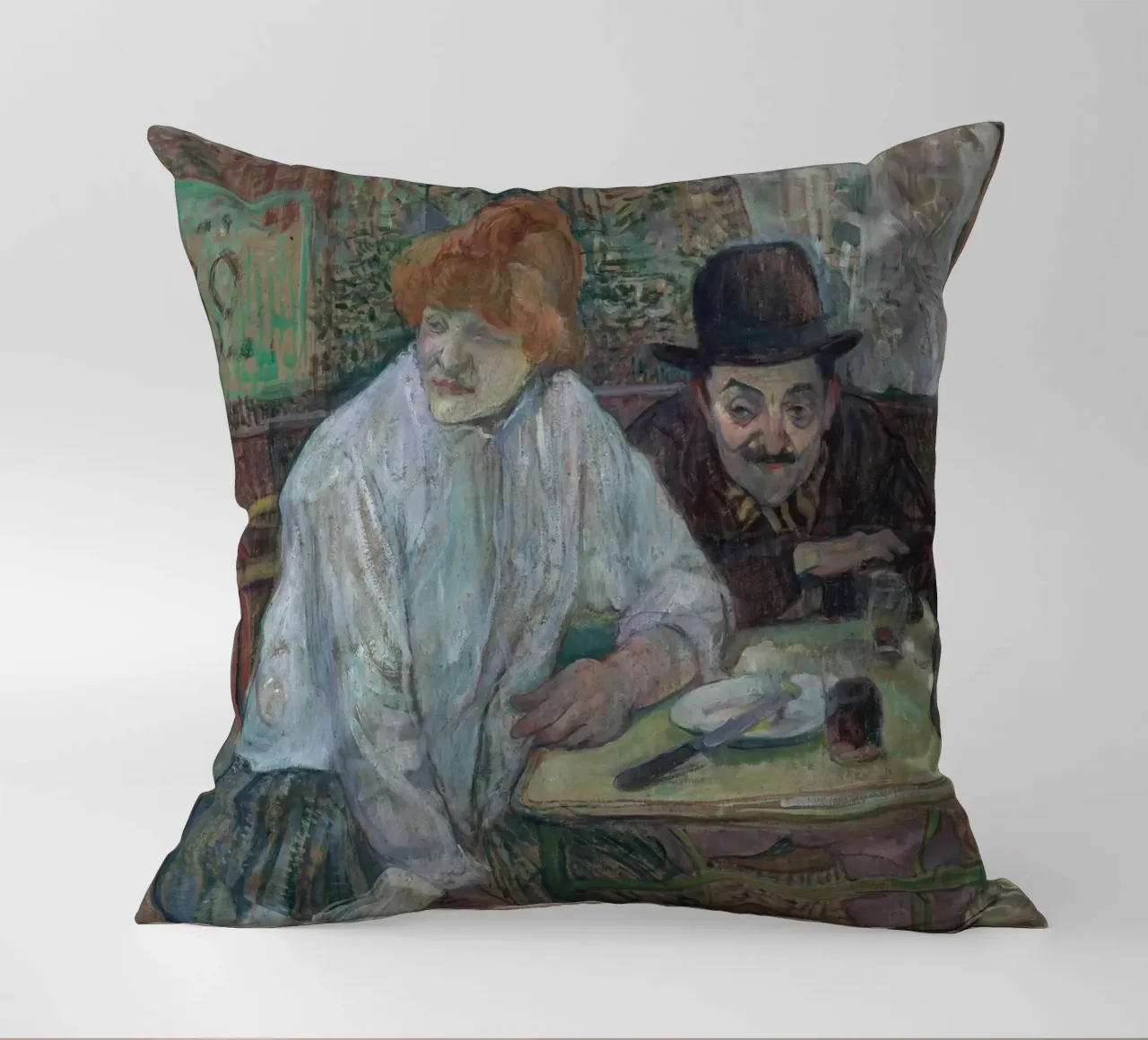 Henri de Toulouse-Lautrec - Al caffè La Mie cuscino da Timeless Artworks