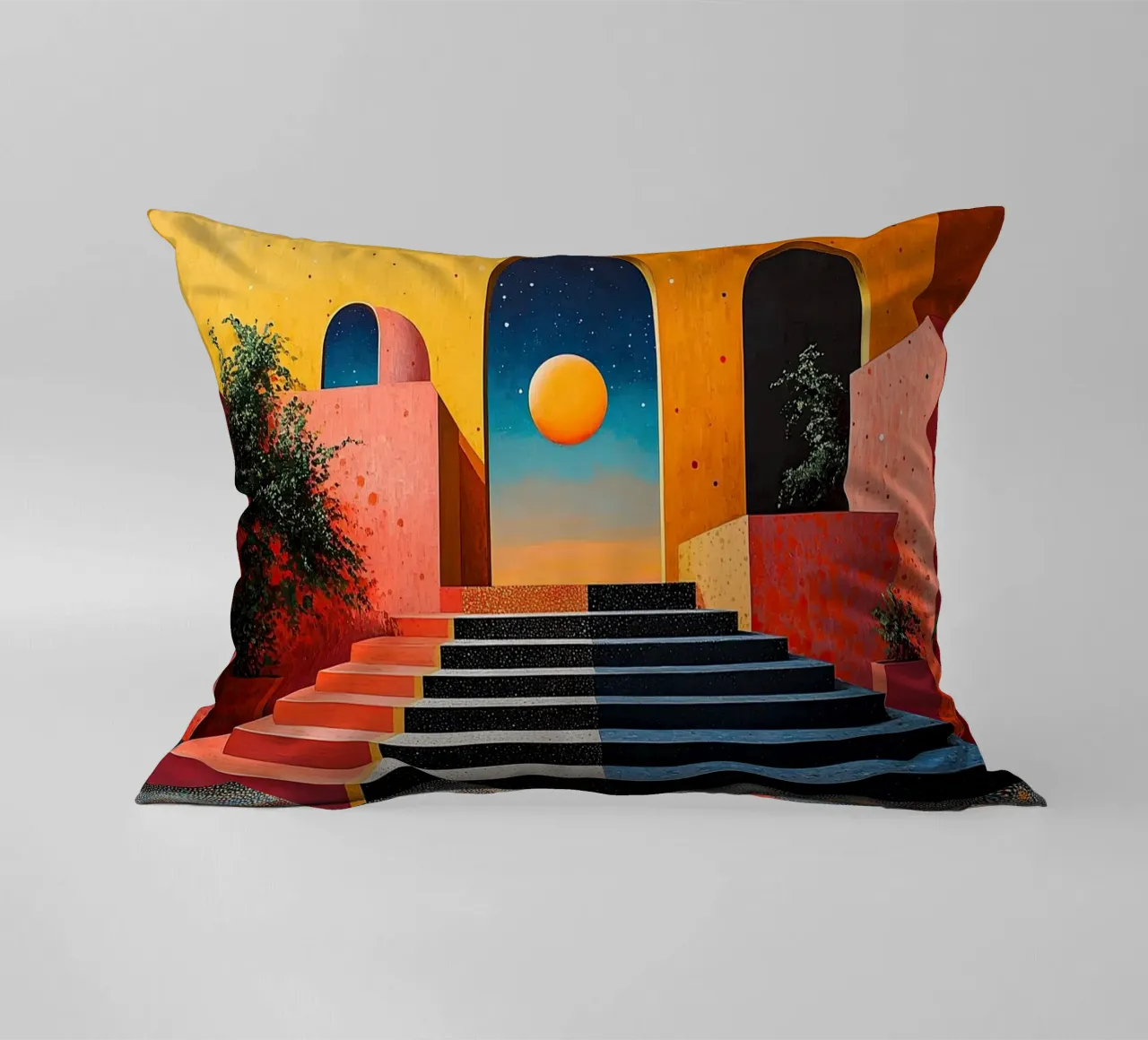 Surrealism Architecture Design Geometry decorative cushion by Nikis Art Studio
