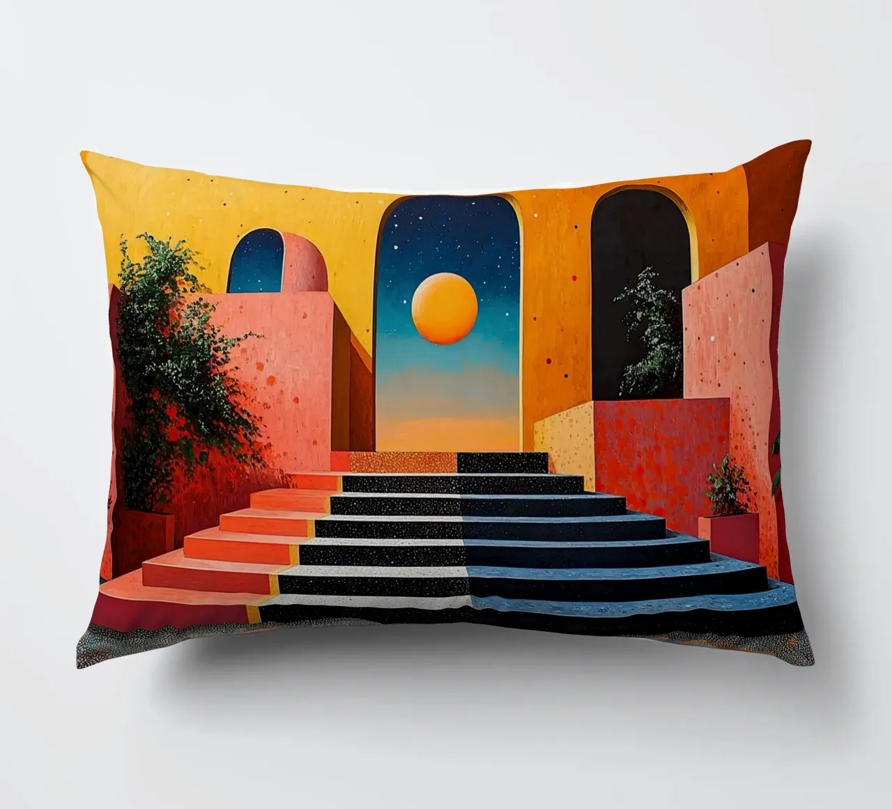 Surrealism Architecture Design Geometry decorative cushion by Nikis Art Studio