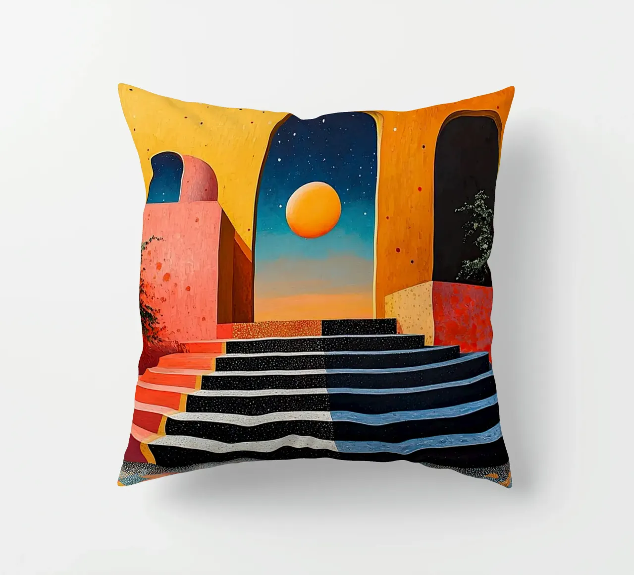 Surrealism Architecture Design Geometry decorative cushion by Nikis Art Studio