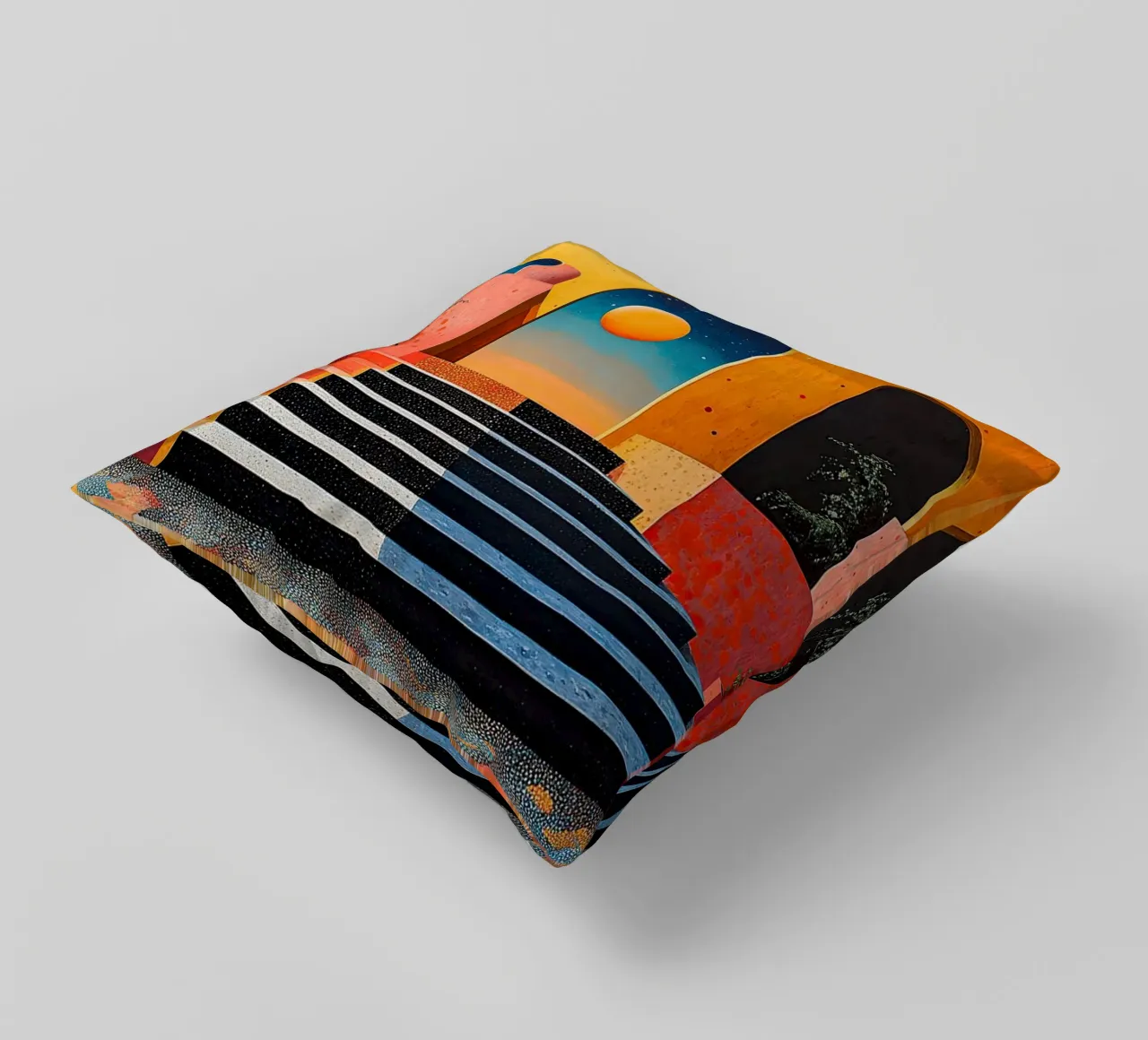 Surrealism Architecture Design Geometry decorative cushion by Nikis Art Studio