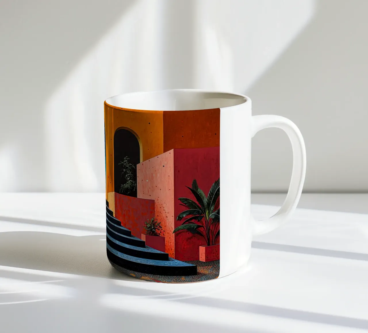Surrealism Architecture Design Geometry ceramic mug by Nikis Art Studio