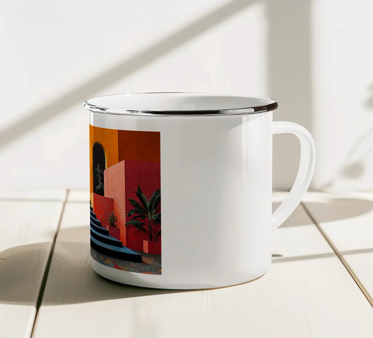 Surréalisme Architecture Design Géométrie mug en émail de Nikis Art Studio