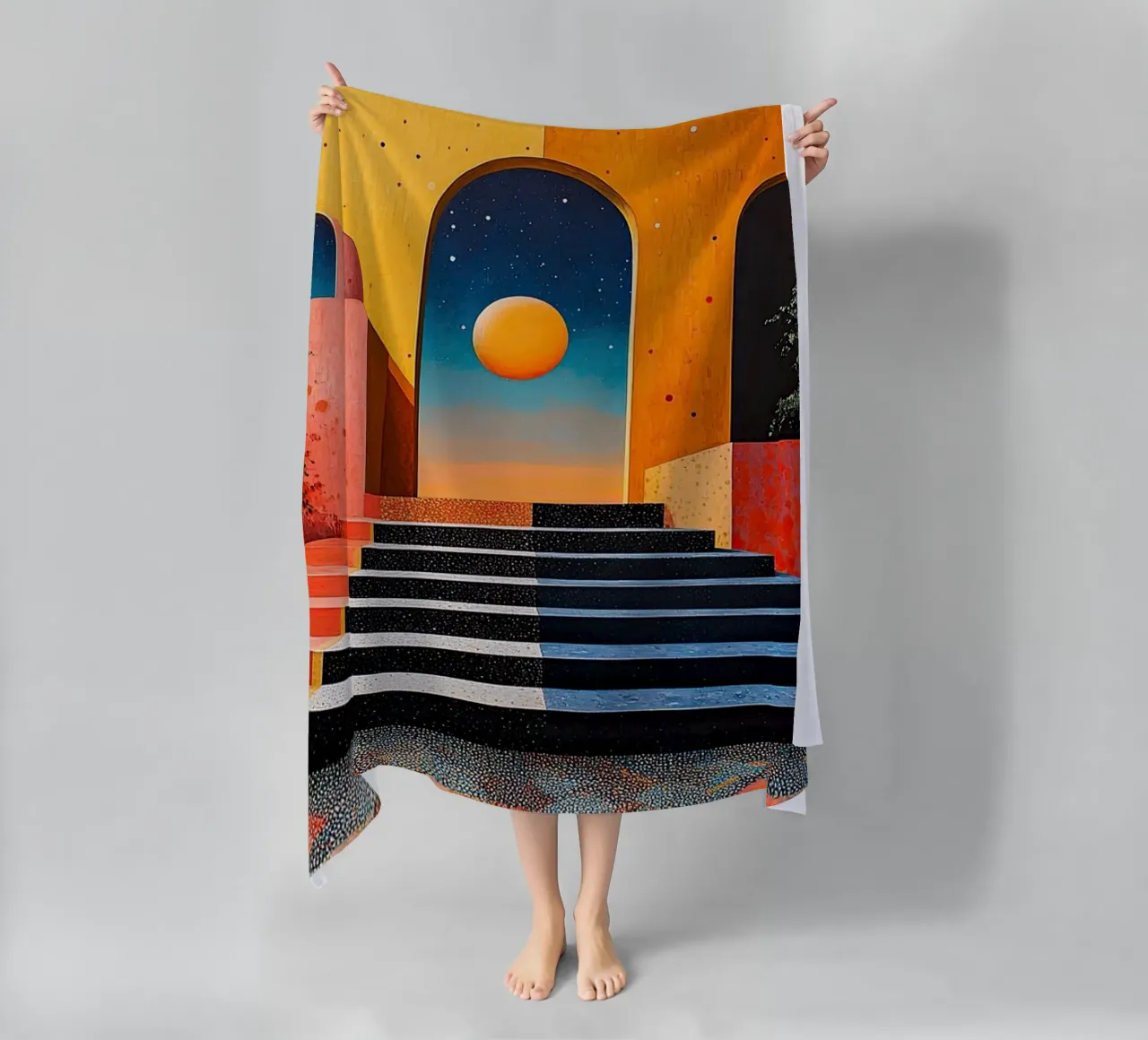 Surrealism Architecture Design Geometry beach towel by Nikis Art Studio