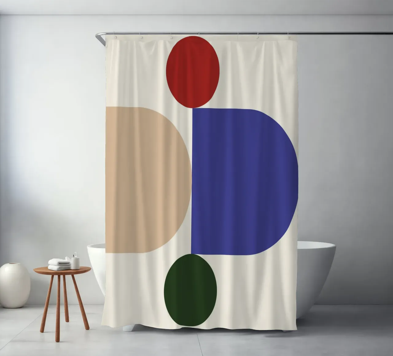 "Balanced Forms" – Modern Geometric Abstract Print douchegordijn van PrintCessStudio