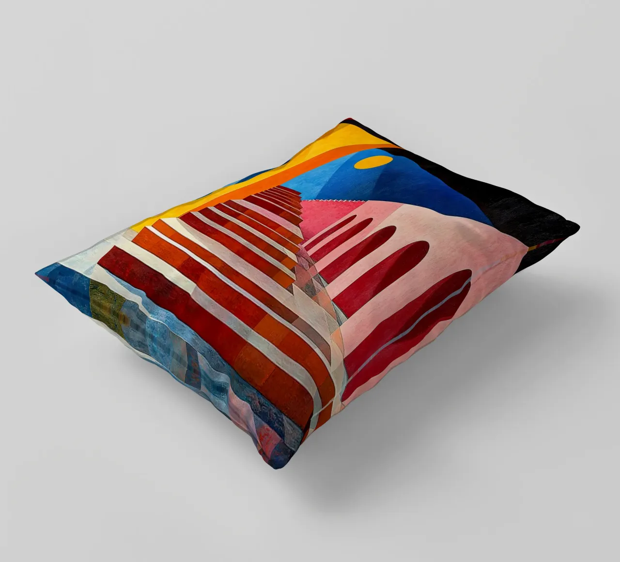 Surrealism Architecture Design Geometry decorative cushion by Nikis Art Studio