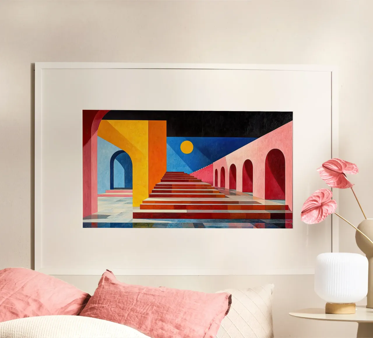 Surrealismo Architettura Design Geometria poster con telaio in alluminio da Nikis Art Studio