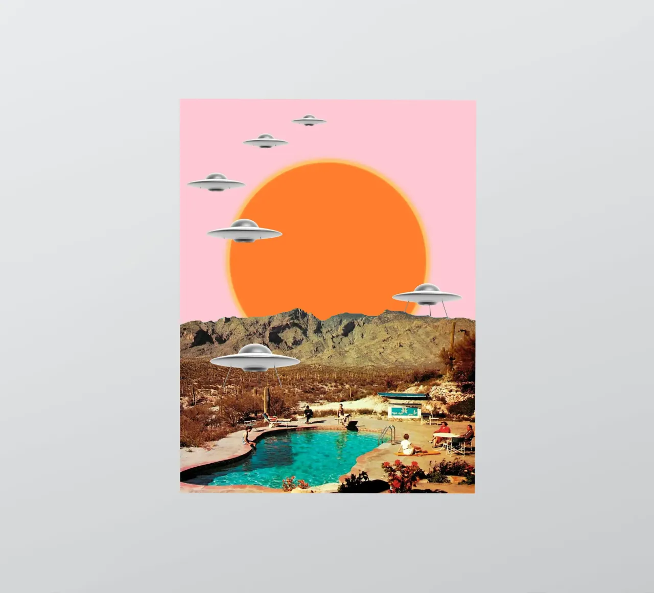 They've arrived (UFOs in the desert) sticker by MsGonzalez