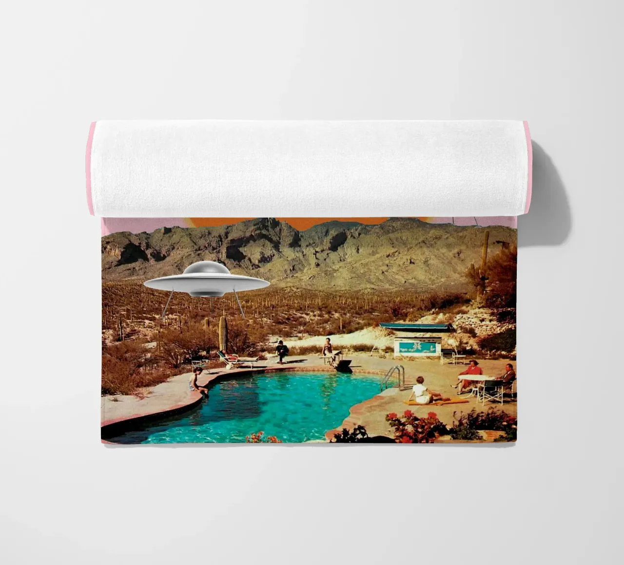 They've arrived (UFOs in the desert) beach towel by MsGonzalez