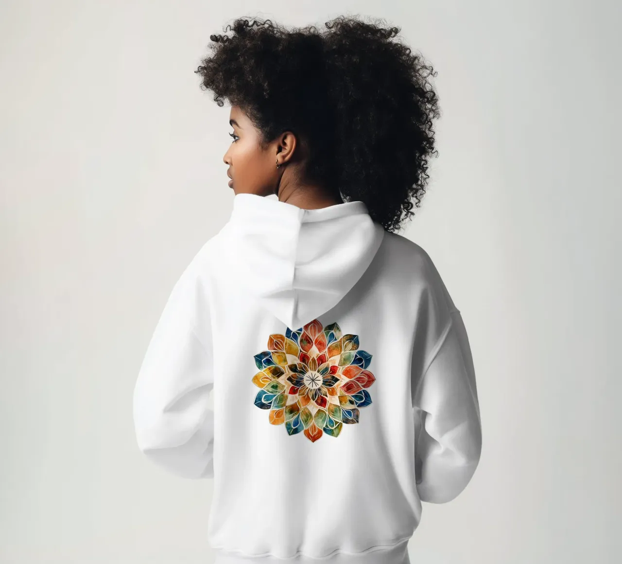 Mandala terrestre ad acquerello felpa con cappuccio da Spiritual Touch