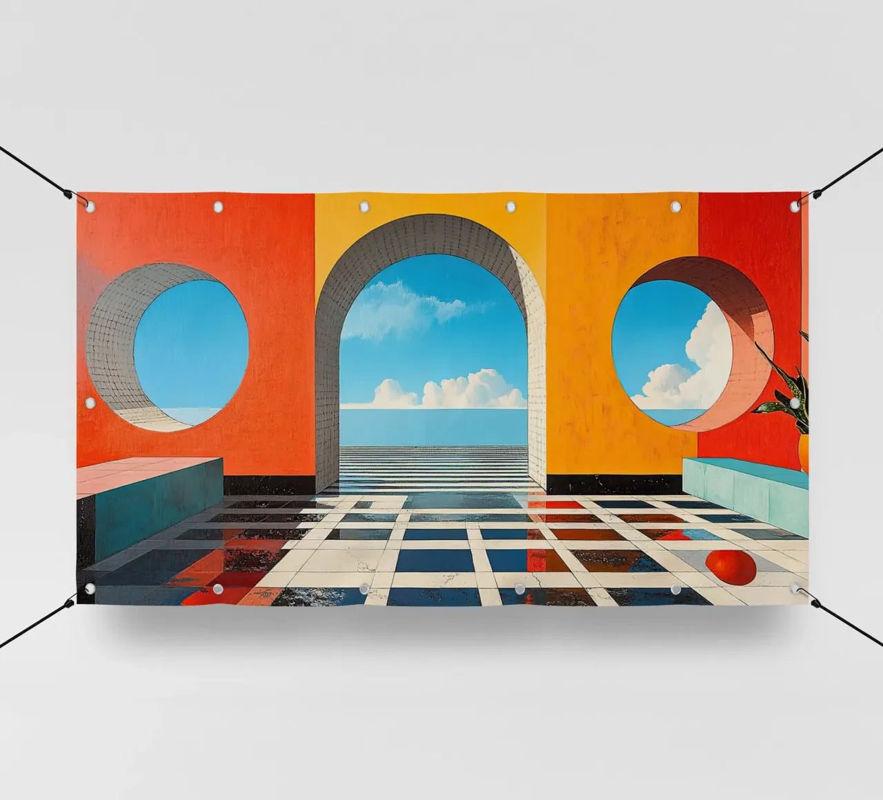 Surrealismus Architektur Design Geometrie PVC Plane von Nikis Art Studio