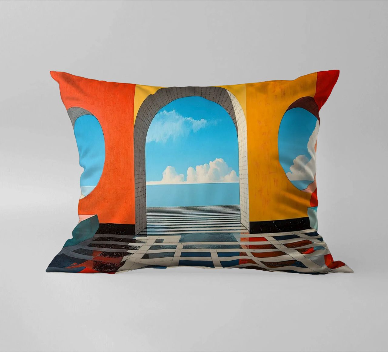 Surréalisme Architecture Design Géométrie coussin de Nikis Art Studio