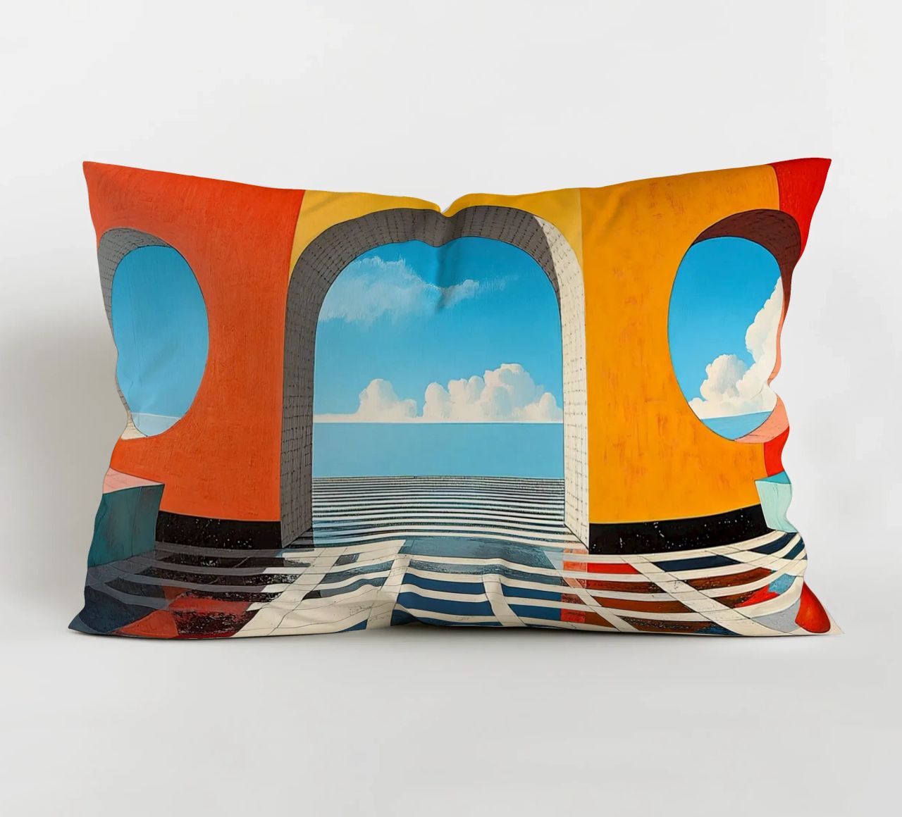 Surréalisme Architecture Design Géométrie coussin de Nikis Art Studio
