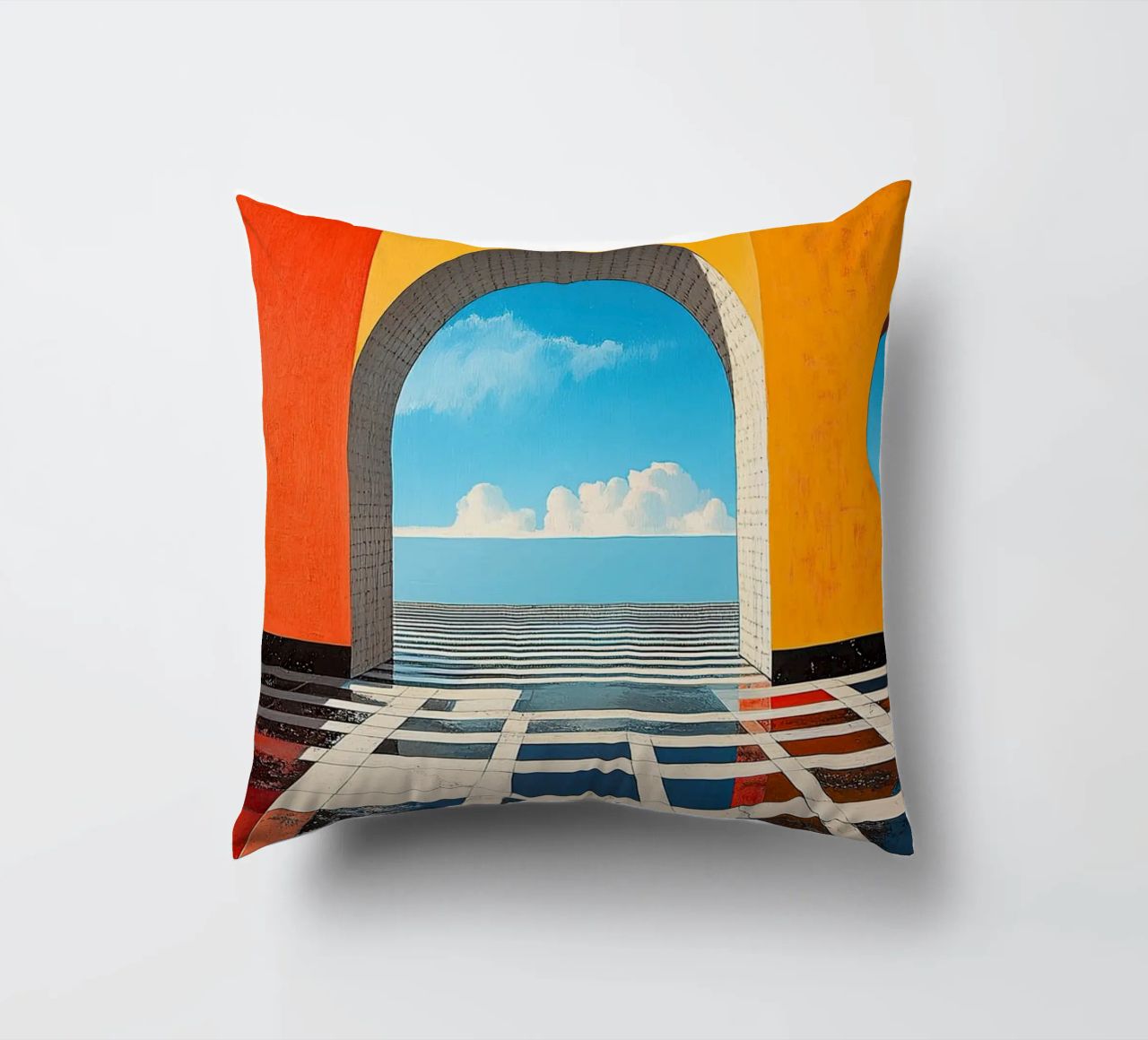 Surréalisme Architecture Design Géométrie coussin de Nikis Art Studio