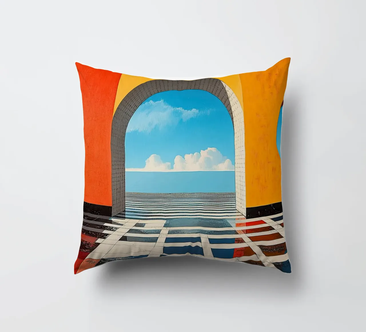 Surrealismus Architektur Design Geometrie Kissen von Nikis Art Studio