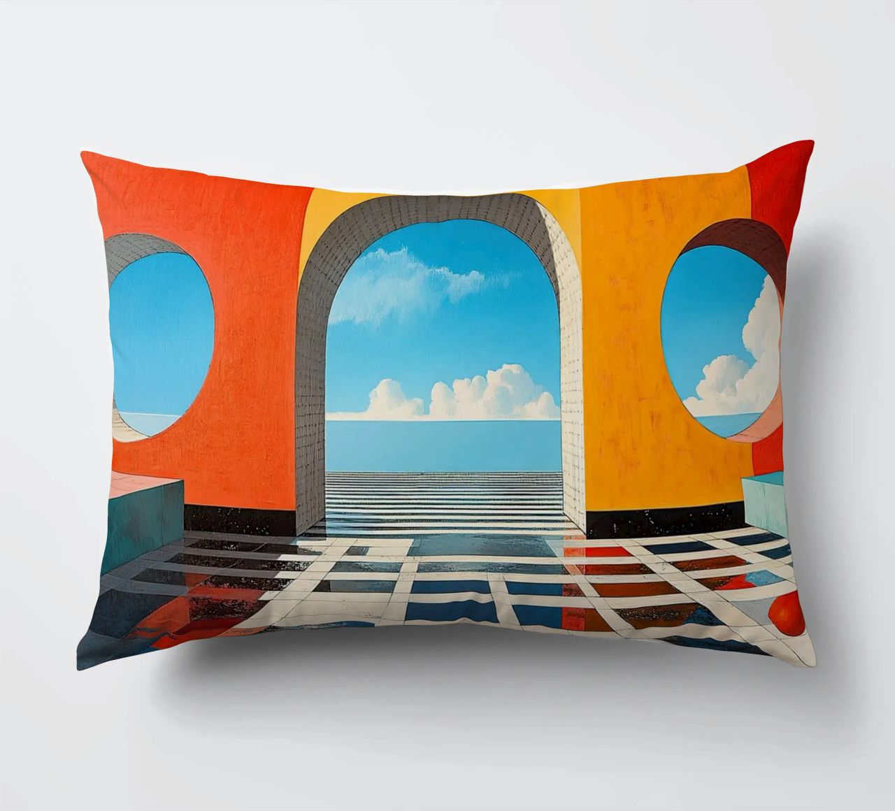 Surréalisme Architecture Design Géométrie coussin de Nikis Art Studio