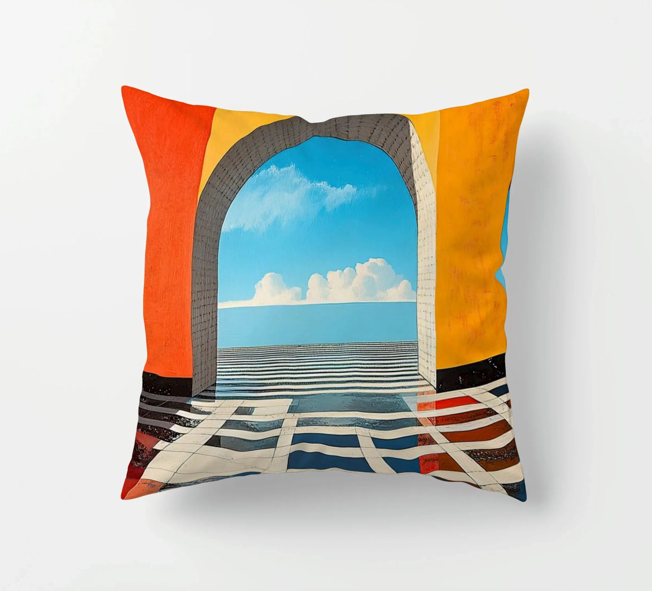 Surréalisme Architecture Design Géométrie coussin de Nikis Art Studio