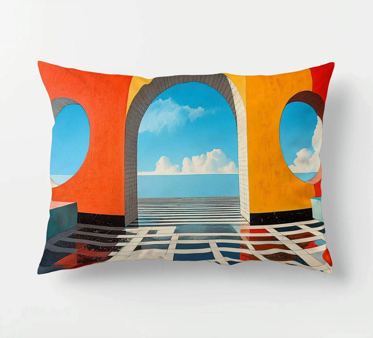 Surréalisme Architecture Design Géométrie coussin de Nikis Art Studio