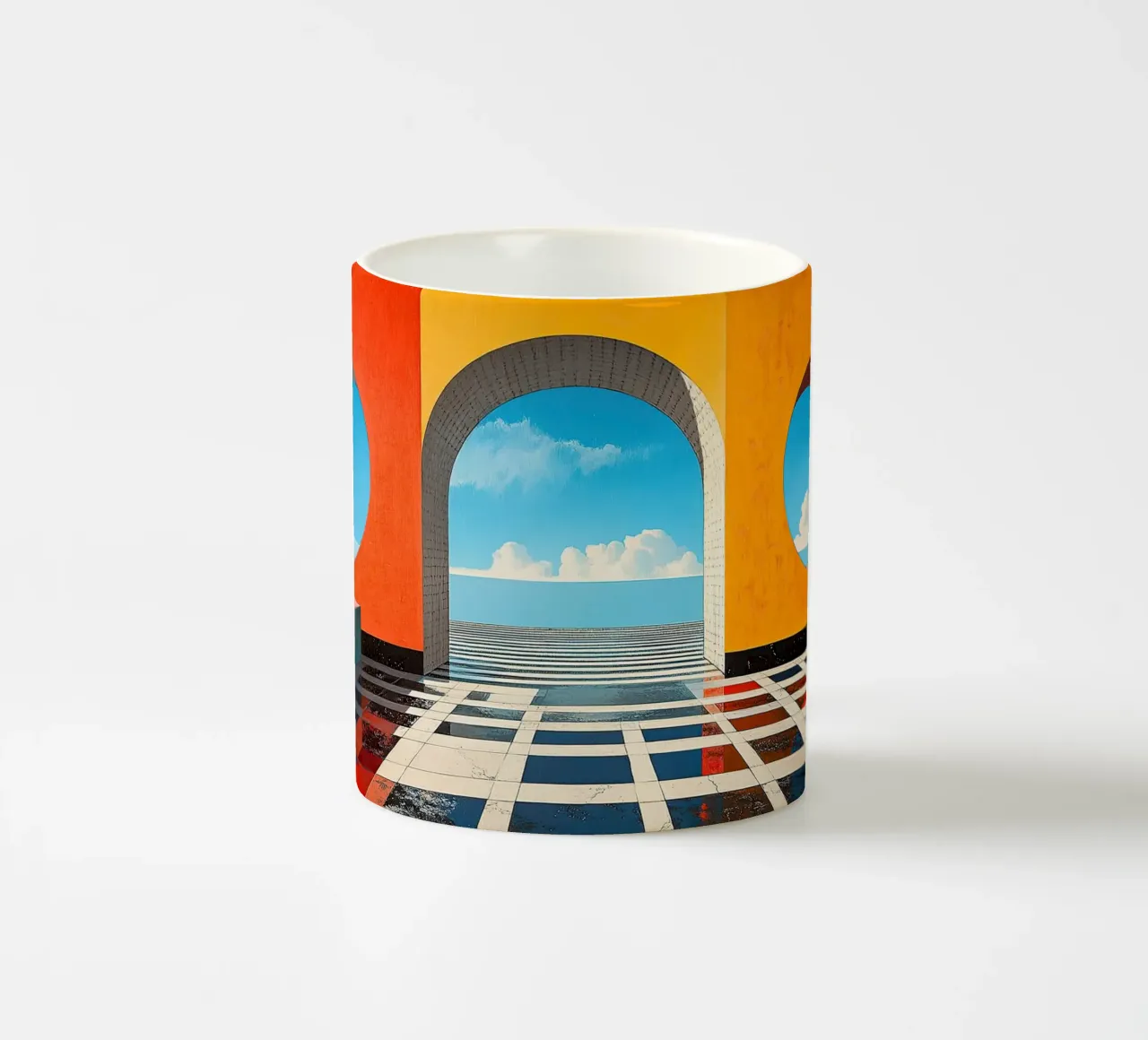Surrealismus Architektur Design Geometrie Keramik Tasse von Nikis Art Studio
