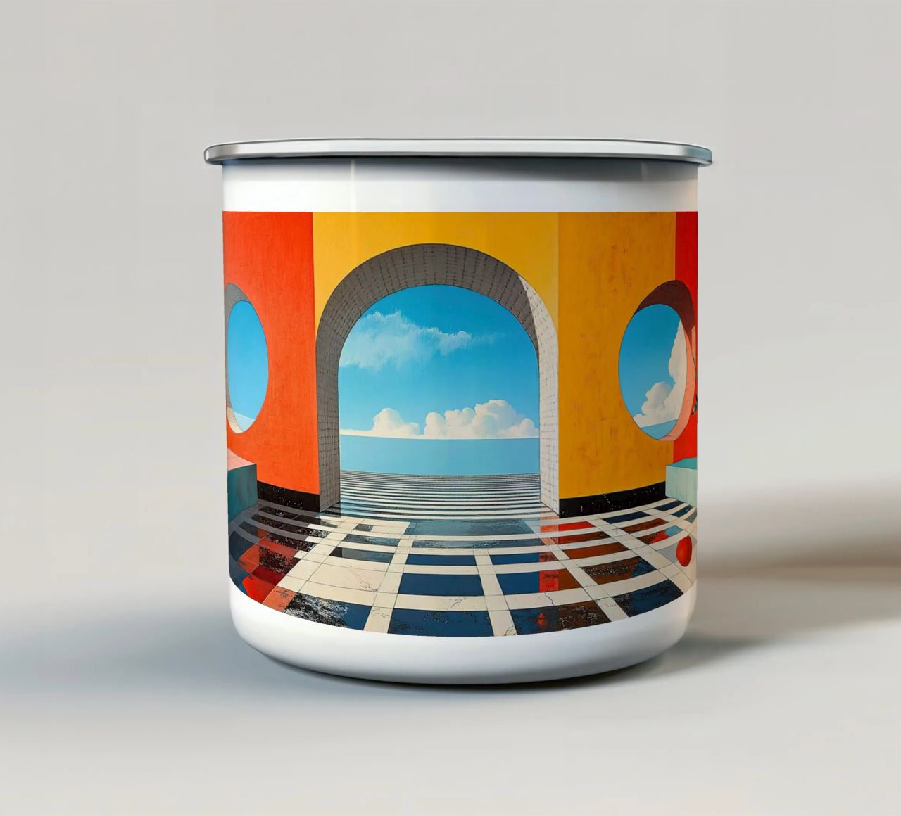 Surréalisme Architecture Design Géométrie mug en émail de Nikis Art Studio