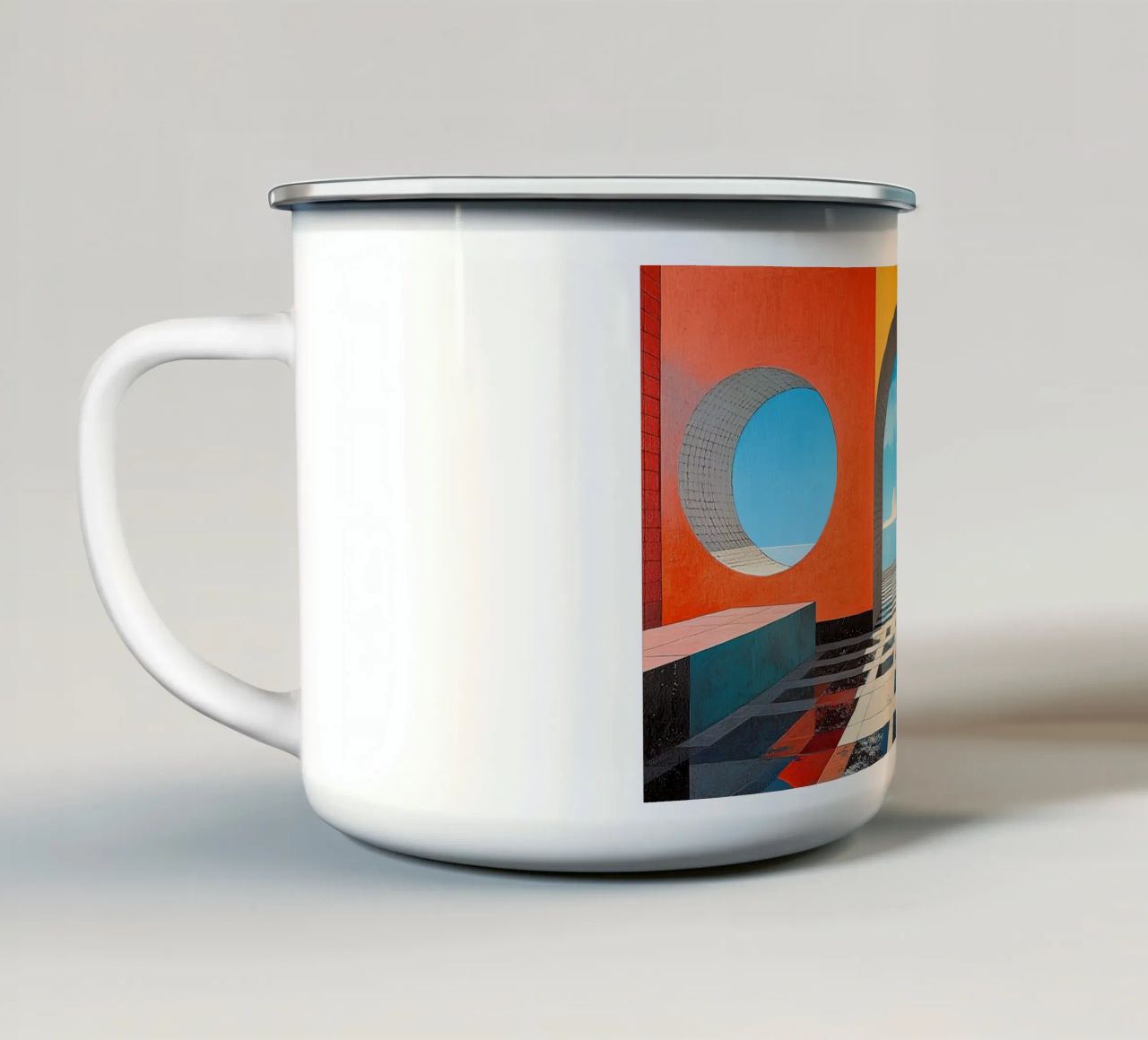 Surréalisme Architecture Design Géométrie mug en émail de Nikis Art Studio