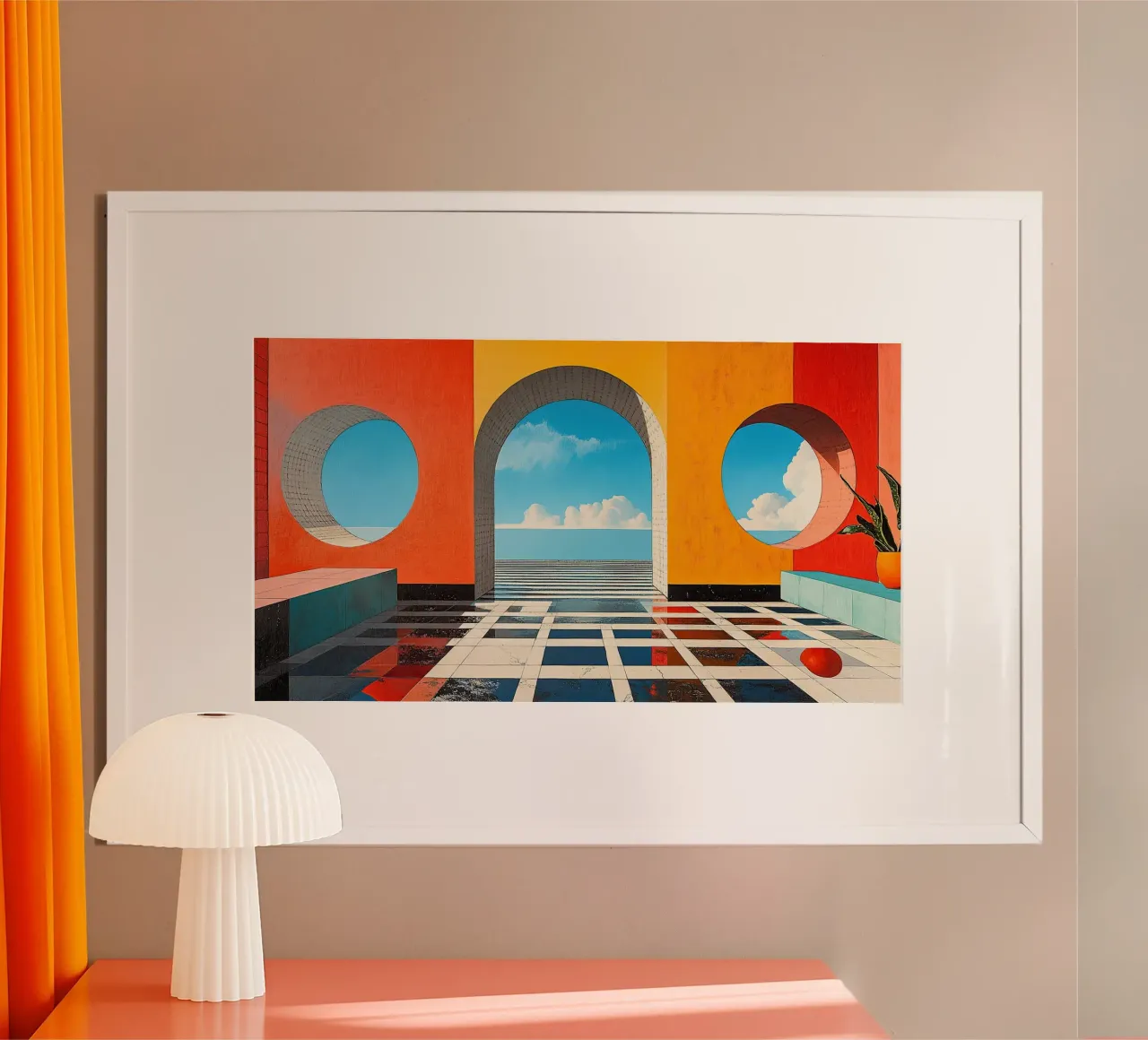 Surréalisme Architecture Design Géométrie poster avec cadre en aluminium de Nikis Art Studio