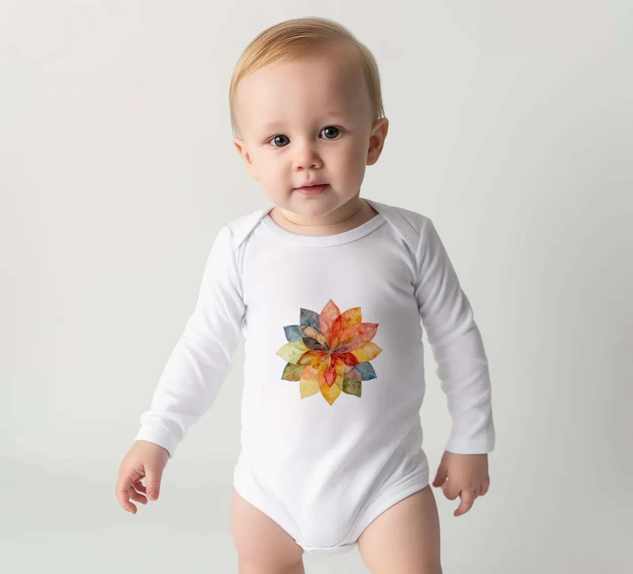Aquarell Erdiges Mandala Langarm Babybody von Spiritual Touch