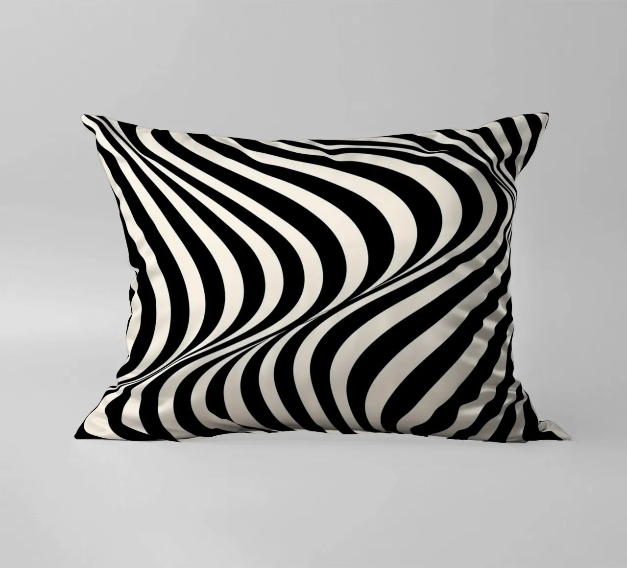 "Wavelength" – Black & White Optical Illusion Print cuscino da PrintCessStudio
