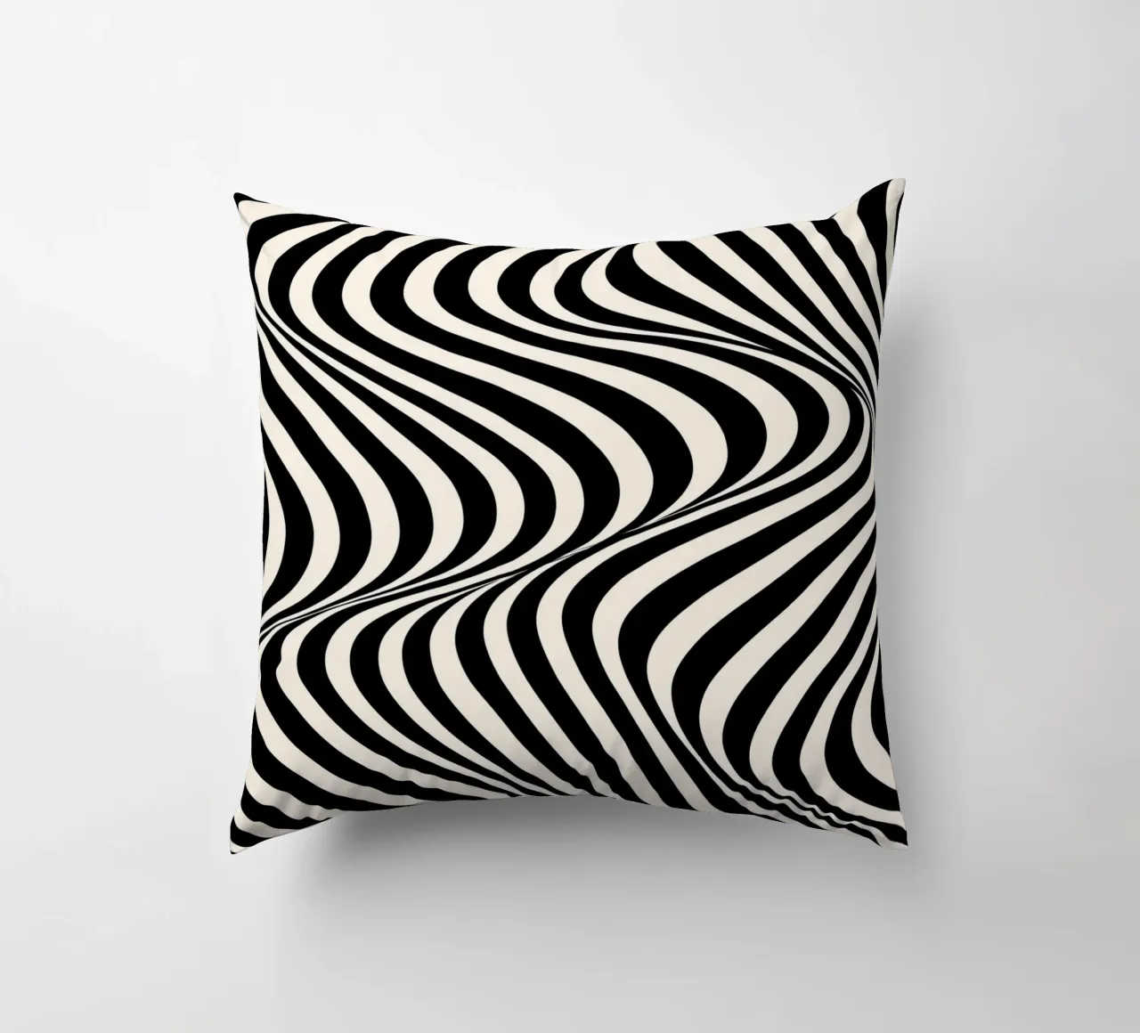 "Wavelength" – Black & White Optical Illusion Print cuscino da PrintCessStudio