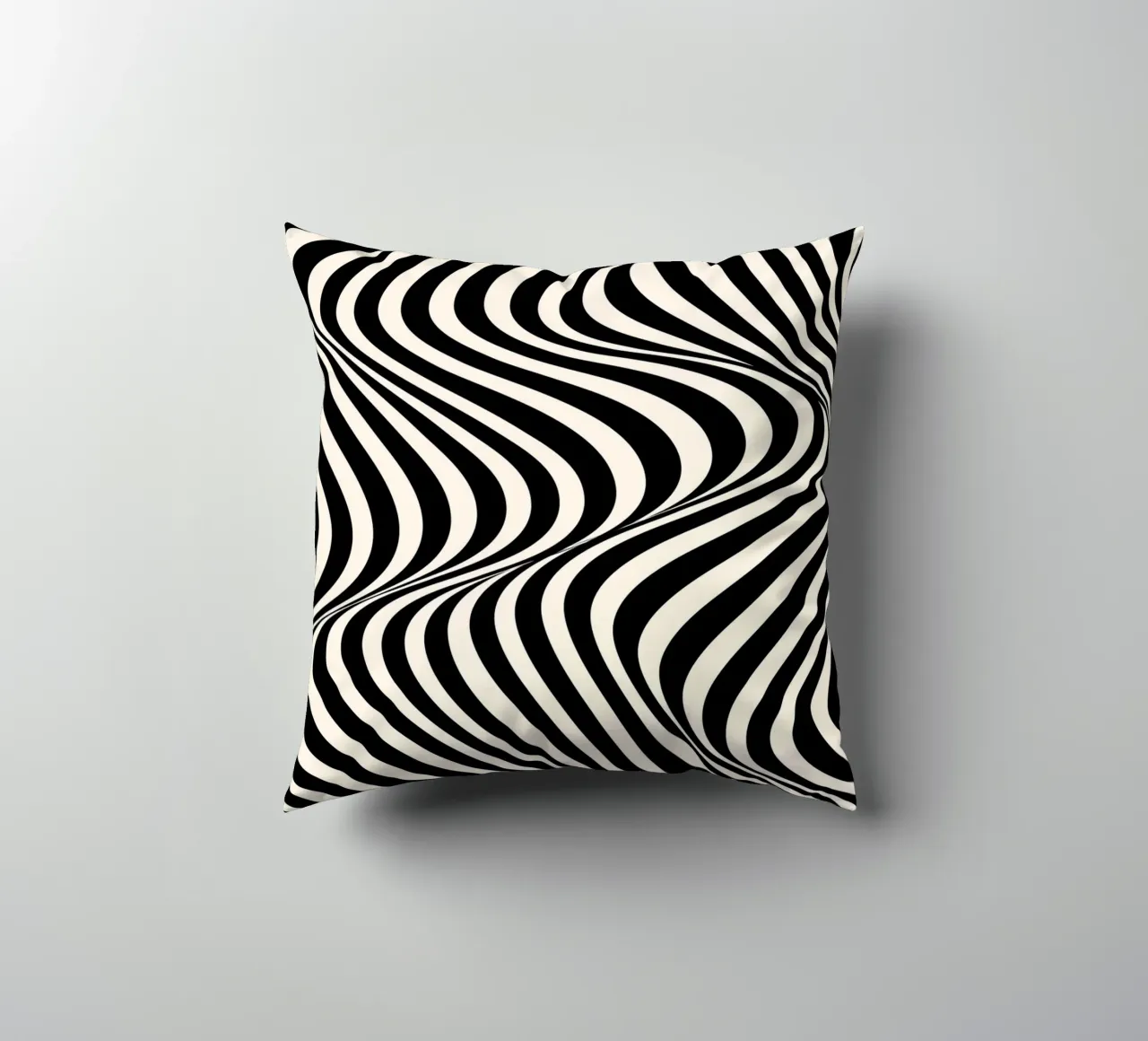 "Wavelength" – Black & White Optical Illusion Print cuscino da PrintCessStudio