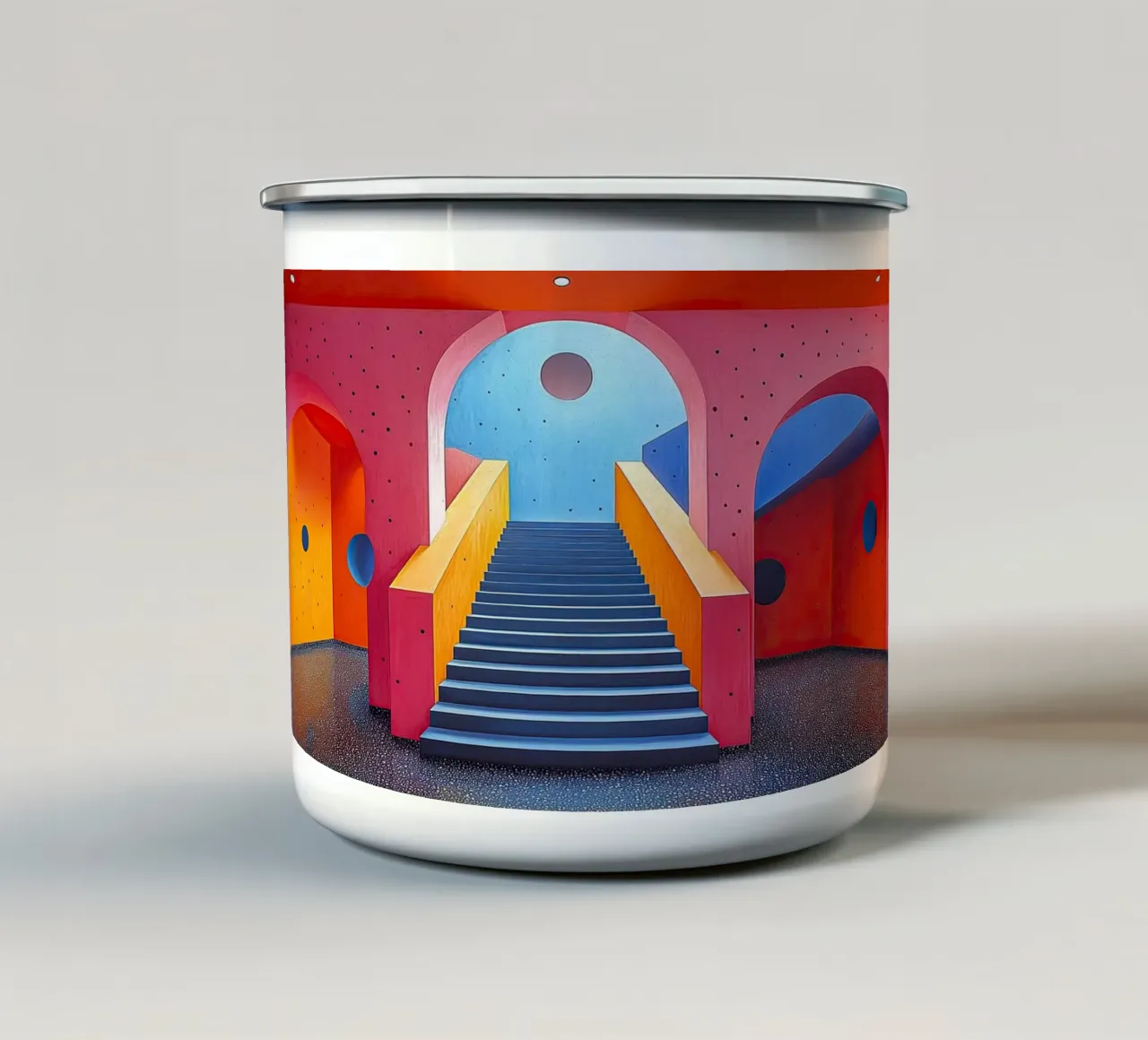 Surrealismo Architettura Design Geometria tazza in smalto da Nikis Art Studio