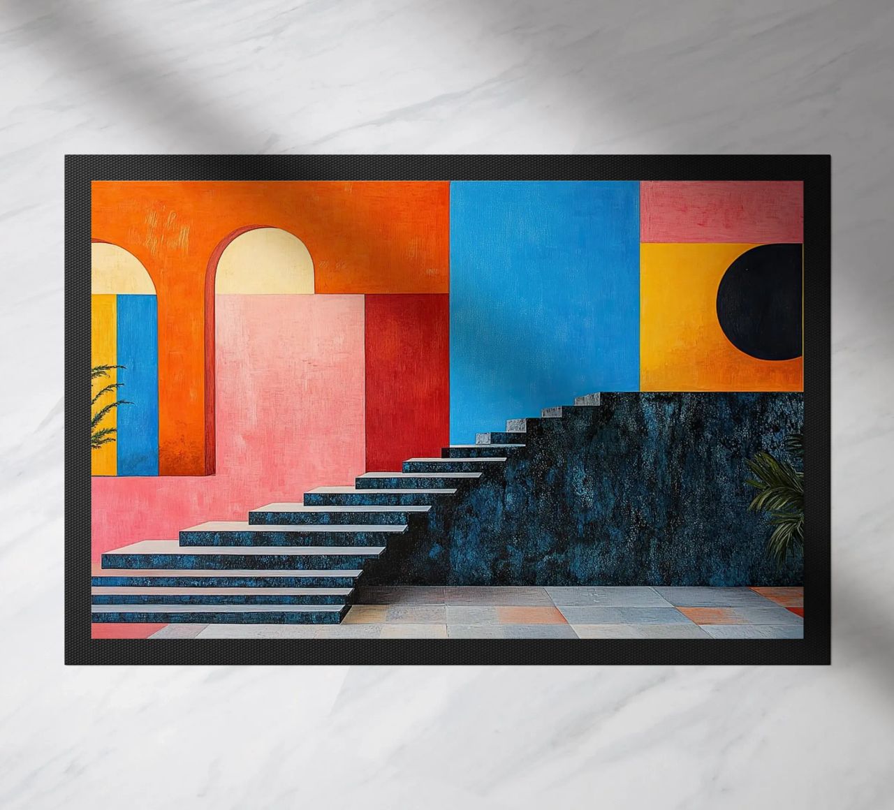 Surrealism Architecture Design Geometry doormat by Nikis Art Studio