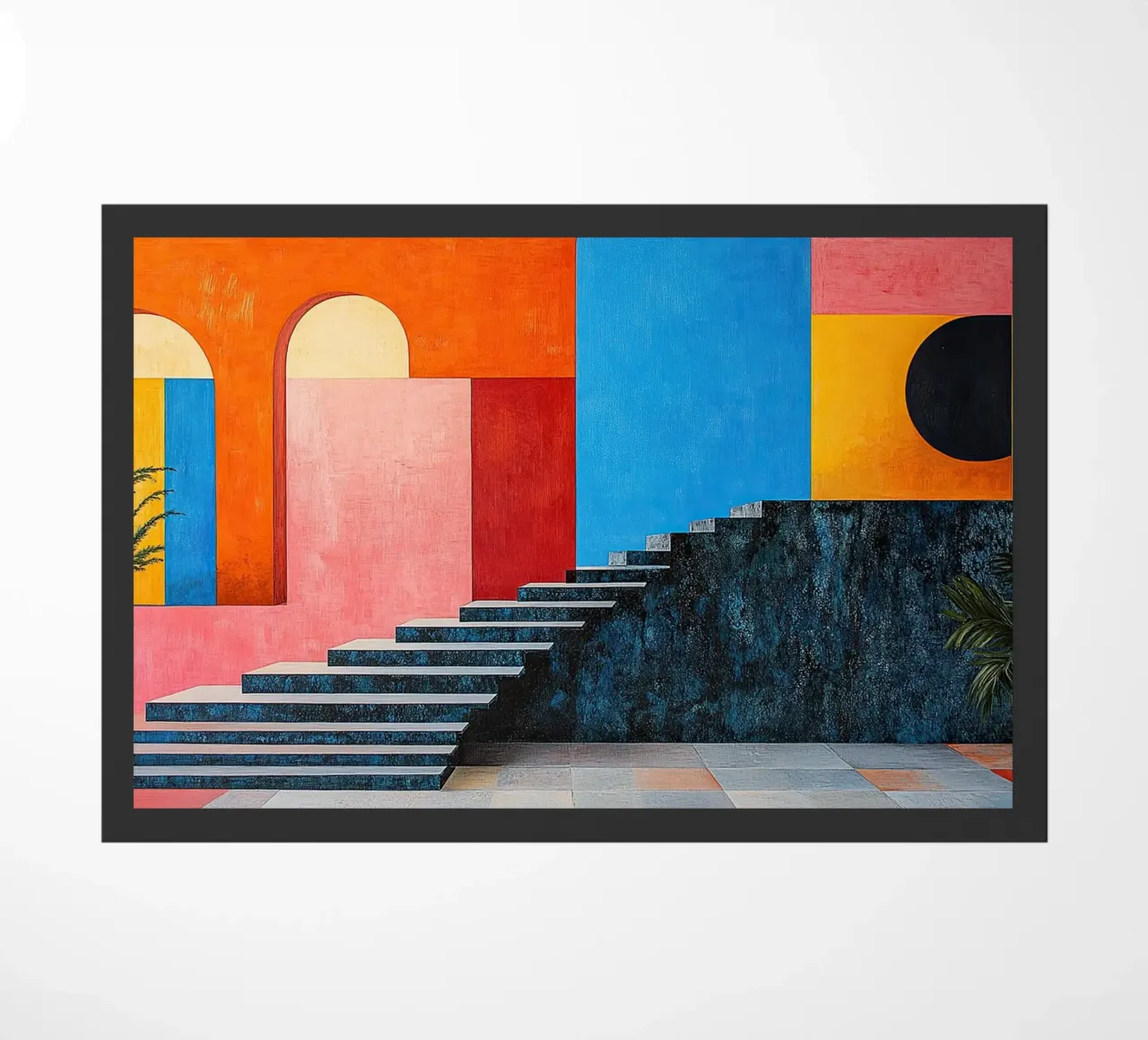 Surrealismus Architektur Design Geometrie Fußmatte von Nikis Art Studio