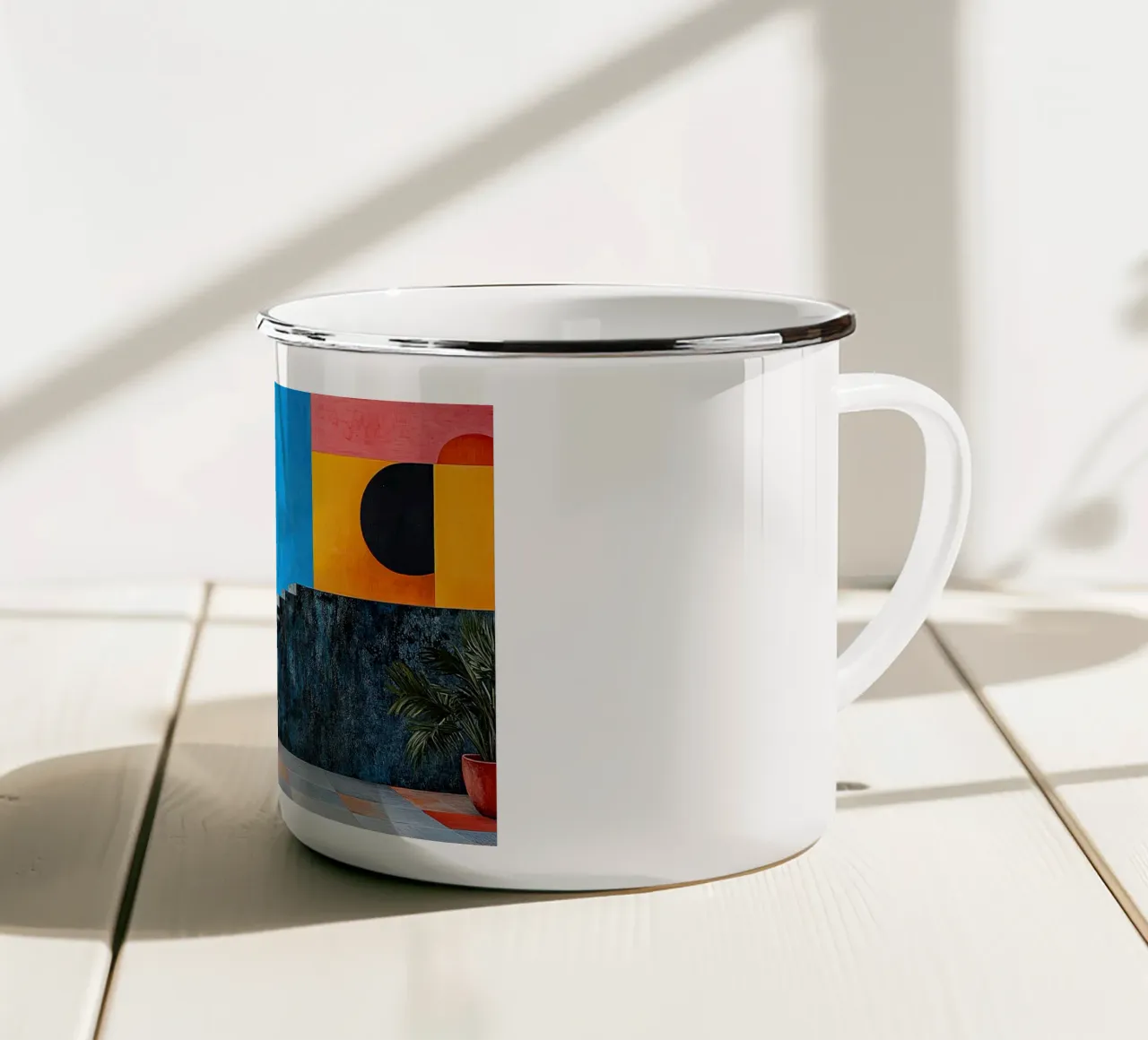 Surréalisme Architecture Design Géométrie mug en émail de Nikis Art Studio