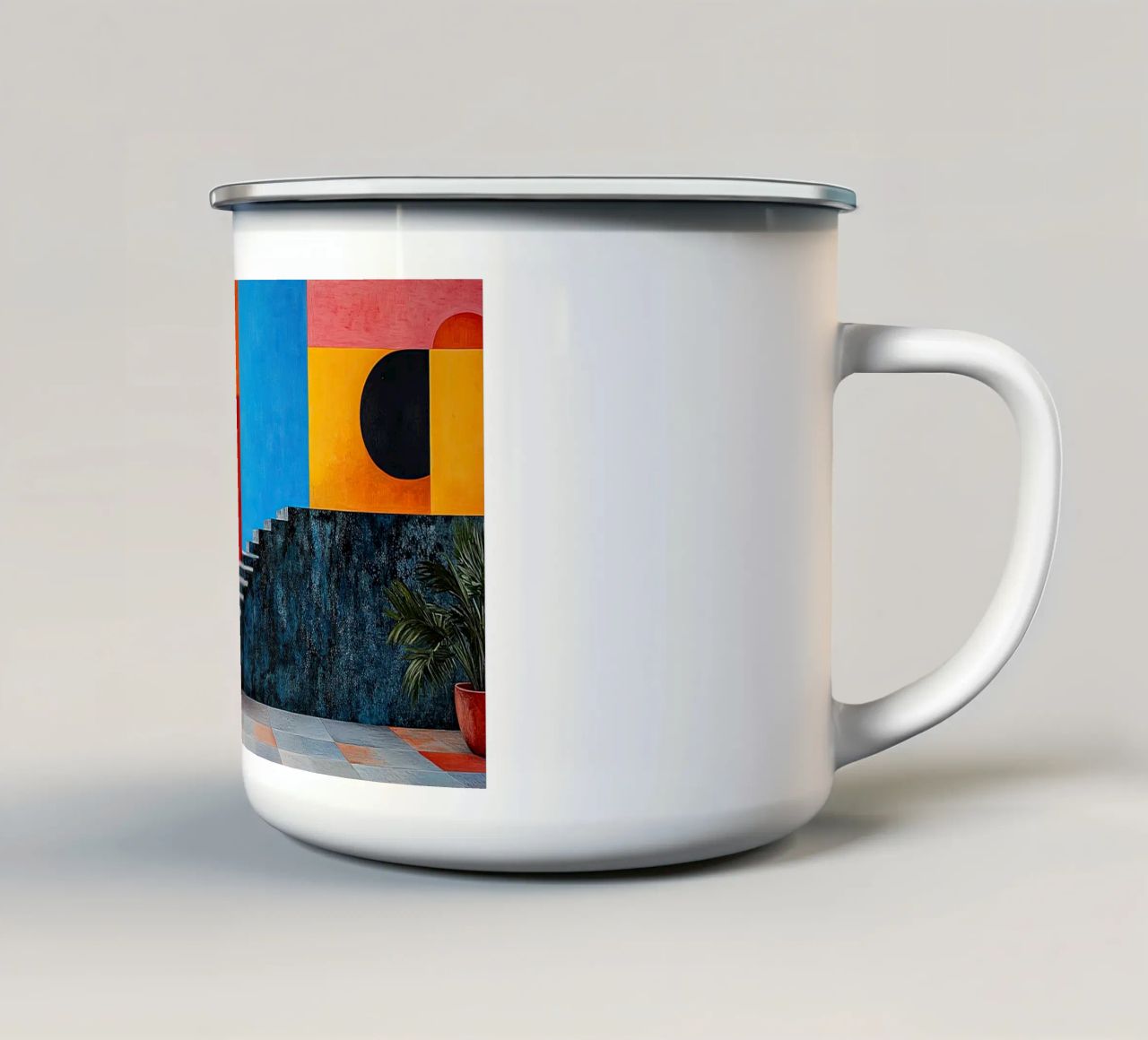 Surrealism Architecture Design Geometry enamel mug by Nikis Art Studio