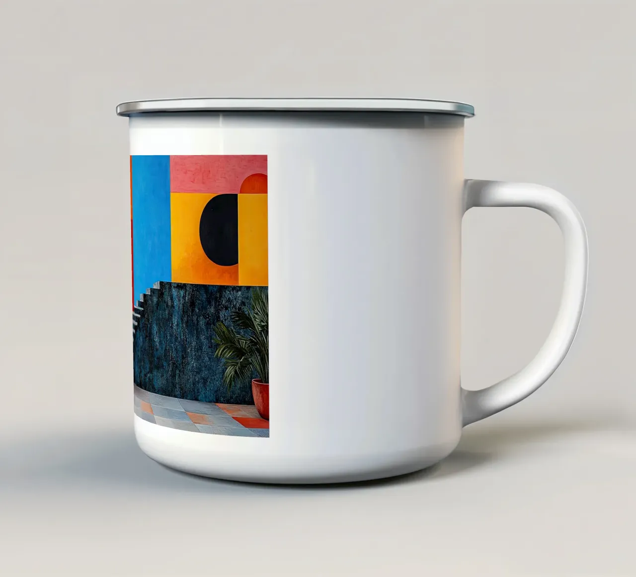 Surréalisme Architecture Design Géométrie mug en émail de Nikis Art Studio