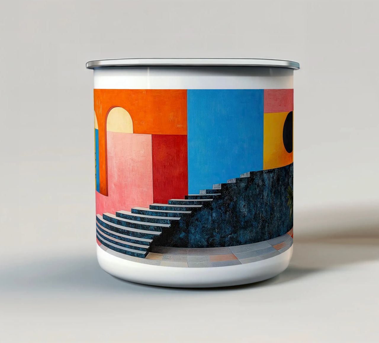 Surrealism Architecture Design Geometry enamel mug by Nikis Art Studio