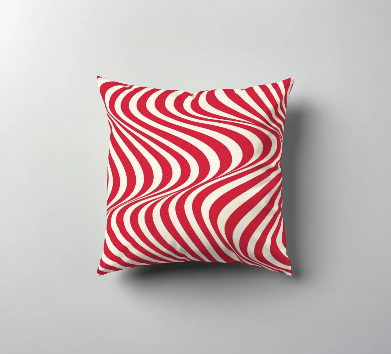"Wavy Red" – Bold Red Optical Illusion Print cuscino da PrintCessStudio
