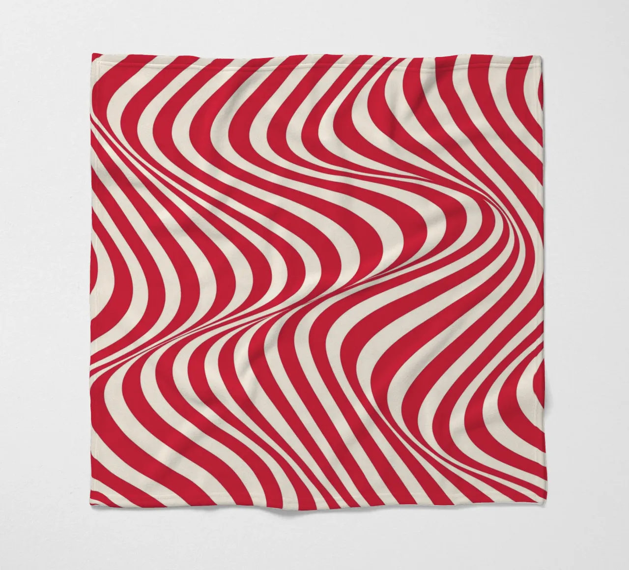 "Wavy Red" – Bold Red Optical Illusion Print coperta in pile da PrintCessStudio