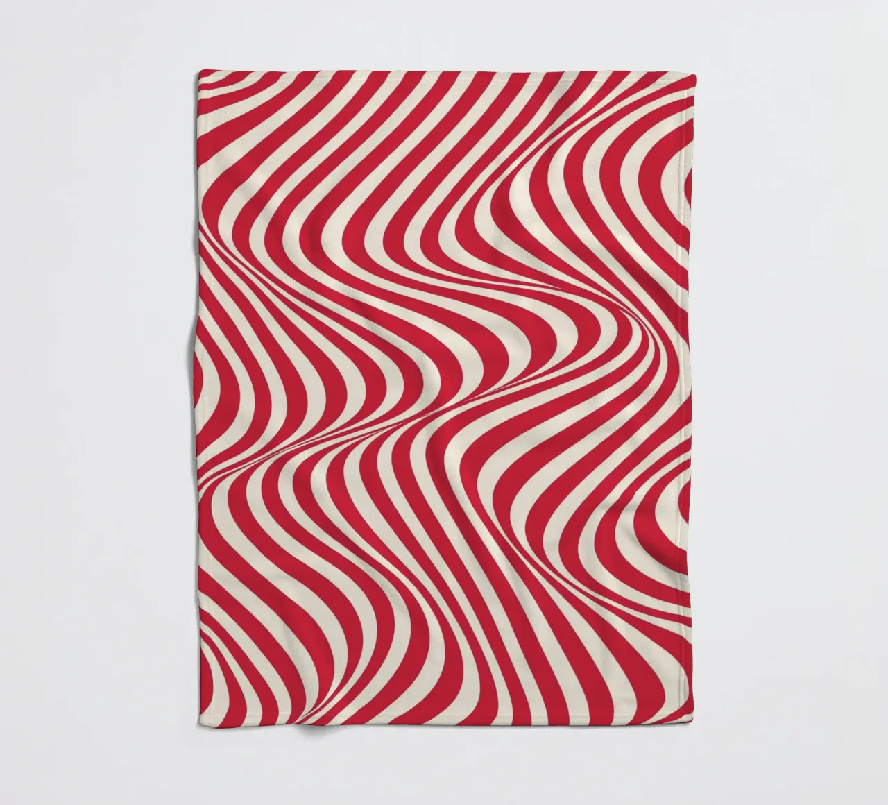 "Wavy Red" – Bold Red Optical Illusion Print coperta in pile da PrintCessStudio