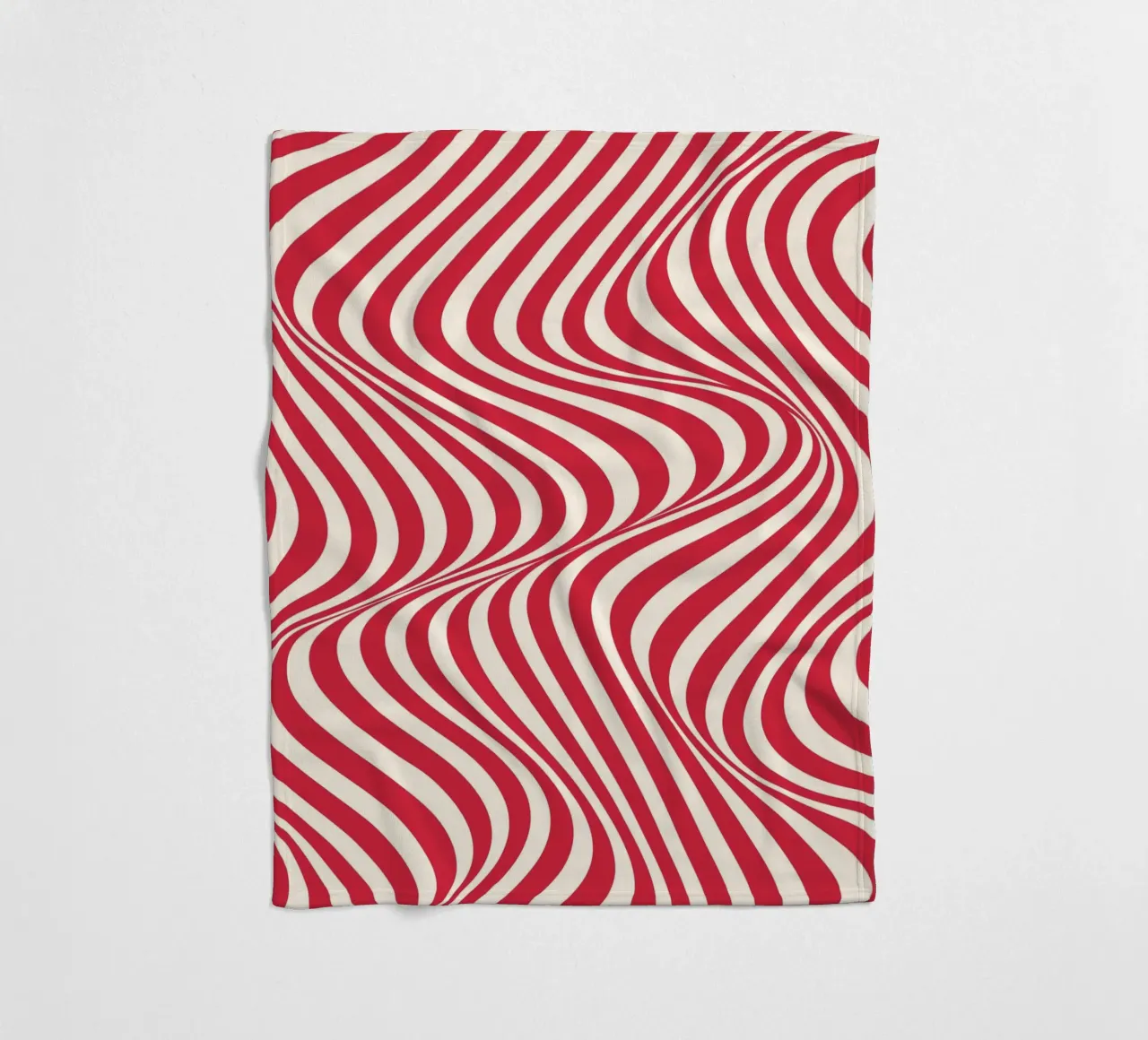 "Wavy Red" – Bold Red Optical Illusion Print coperta in pile da PrintCessStudio