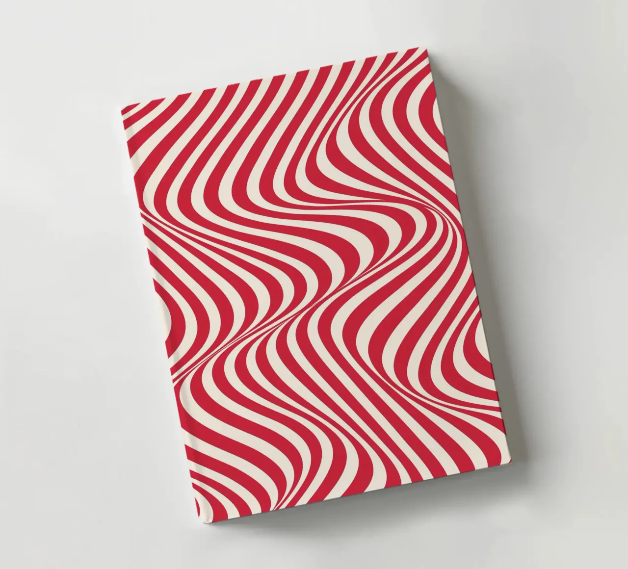 "Wavy Red" – Bold Red Optical Illusion Print diario da PrintCessStudio