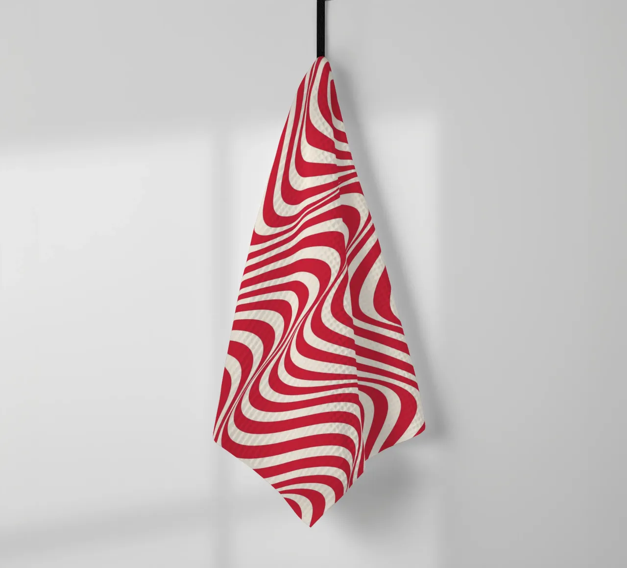 "Wavy Red" – Bold Red Optical Illusion Print torchon de PrintCessStudio