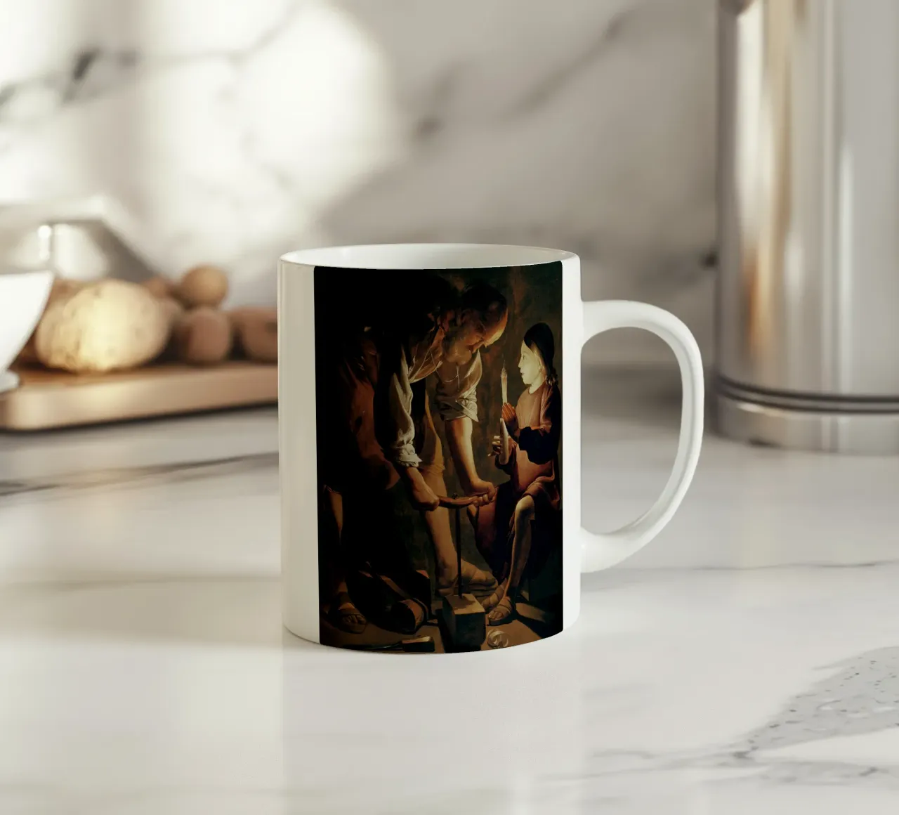 Georges de La Tour - Giuseppe il falegname tazza in ceramica da Timeless Artworks