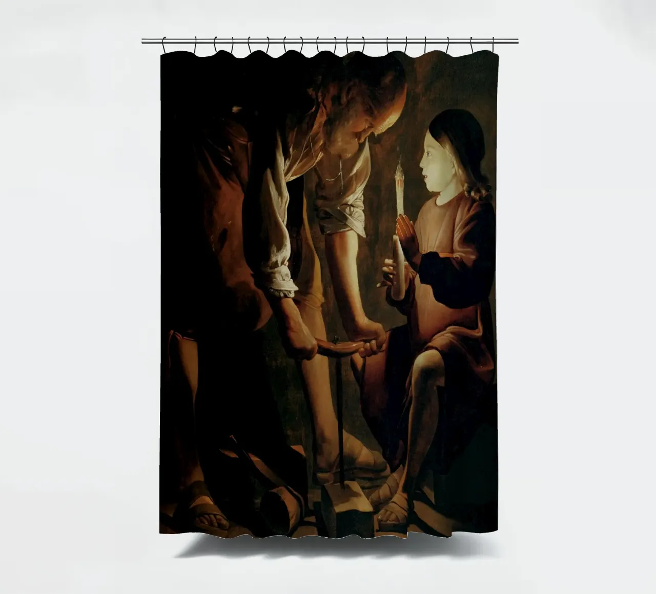 Georges de La Tour - Giuseppe il falegname tenda da doccia da Timeless Artworks